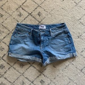 Paige light wash denim shorts 24